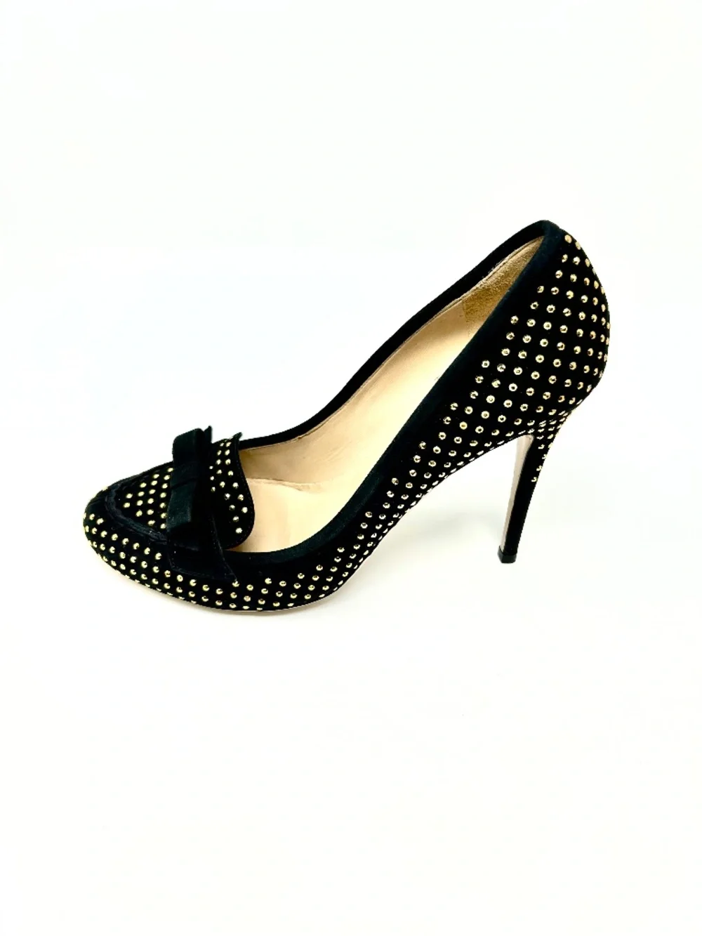 Valentino Garavani Black Suede Pumps with Gold Studs Size 40/US 10 Luxury!